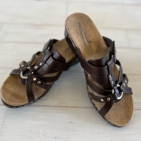 Pierre Dumas comfort sandals brown size 10 new with box - Picture 1 of 10